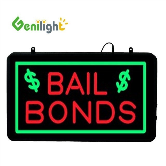 Genilight 56*33 cm Rectangle LED BAIL BONDS Neon Sign Animation Material Epoxy Resin