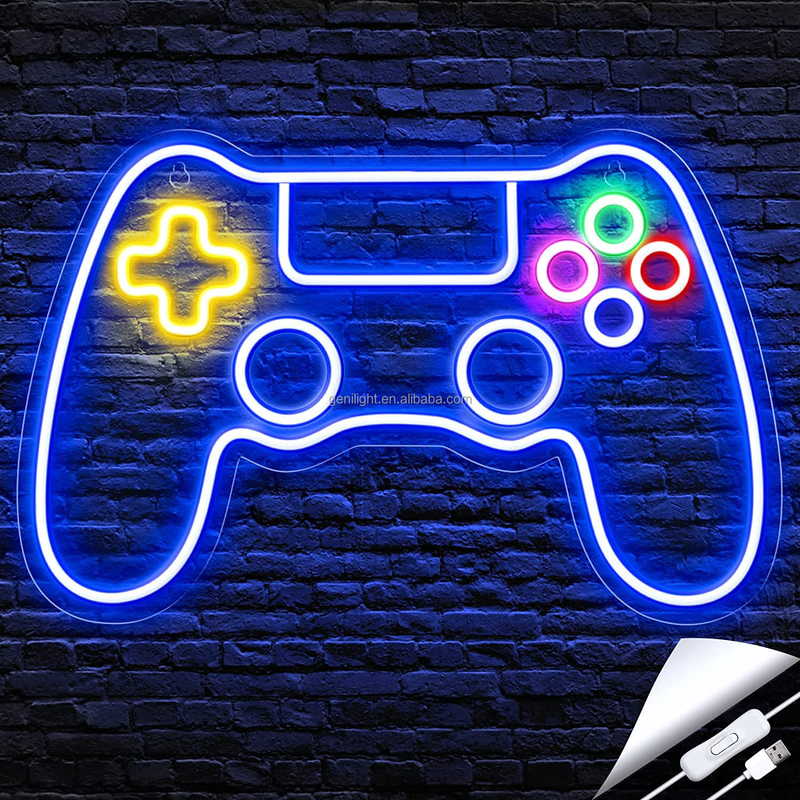Add a Pop of Color to Your Gamer Room with 41*27.5cm Custom Game Controller Neon Sign