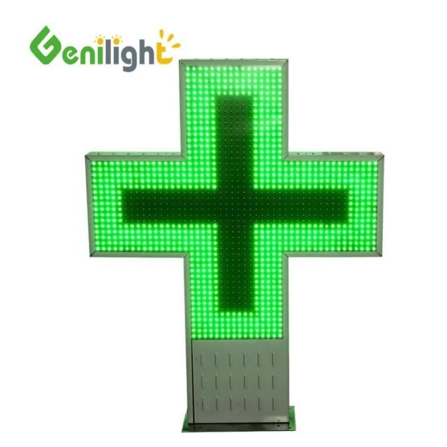 P16 P20 Pixels 3D LED Pharmacy Cross Display Sign with RS232 RF Control Communication