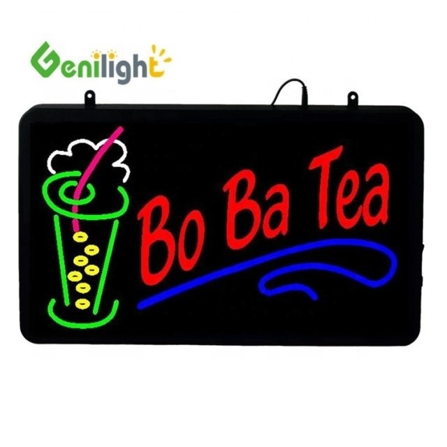 Indoor RGB Custom Super Light LED Letter Ba Ba Tea Open Neon Sign for Juice Shop Energy