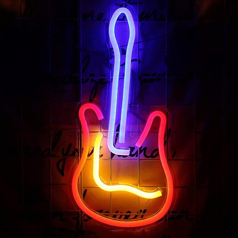 Powered Dimmable on/off Switch 3D Guitar Neon Sign for Music Studio Customized Design