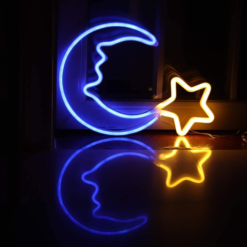 LED Moon Star Neon Light for Festival Decor Life span 50000 Hours Power Consumption 1