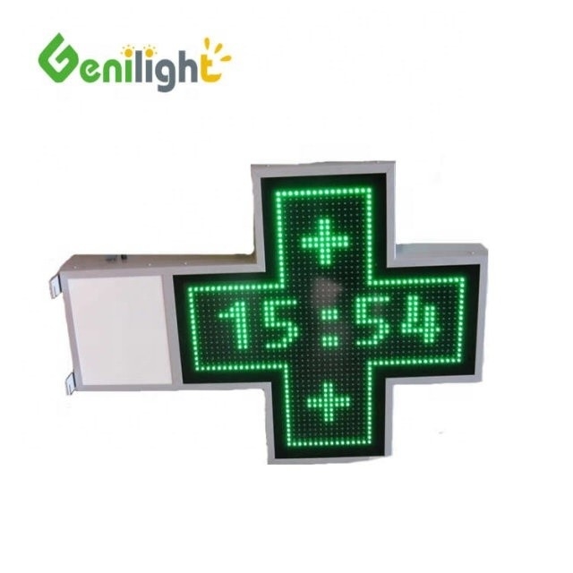Advertise Your Pharmacy with 1000x1000mm P20 Green Color LED Cross Animated Display Sign