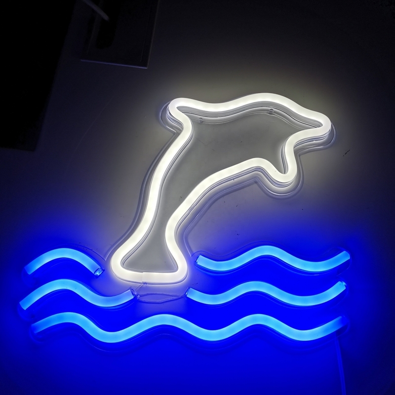 5V Large Dolphin Neon Light Sign Marquee Battery USB Operated Table Led Light Wall Decoration