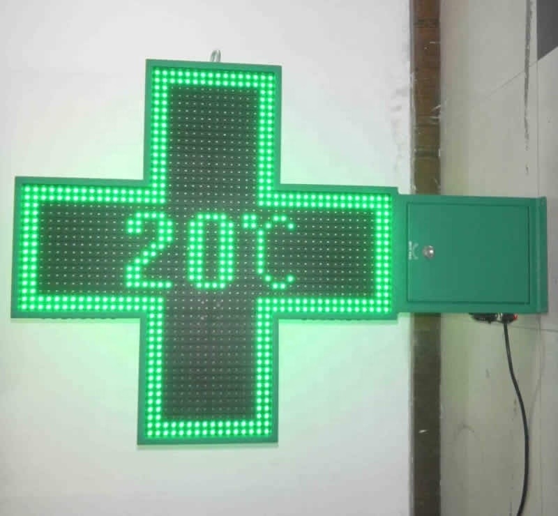 Digital Poster LED Display for Pharmacy Cross Sign 80cm Single Color/Tricolor