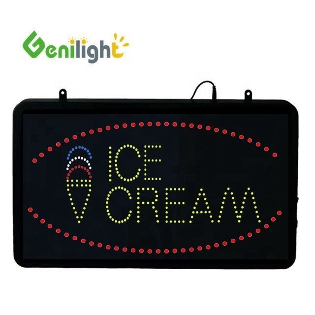 56*33 Panel Size Genilight Ice Cream LED Acrylic Open Sign with Touch Screen