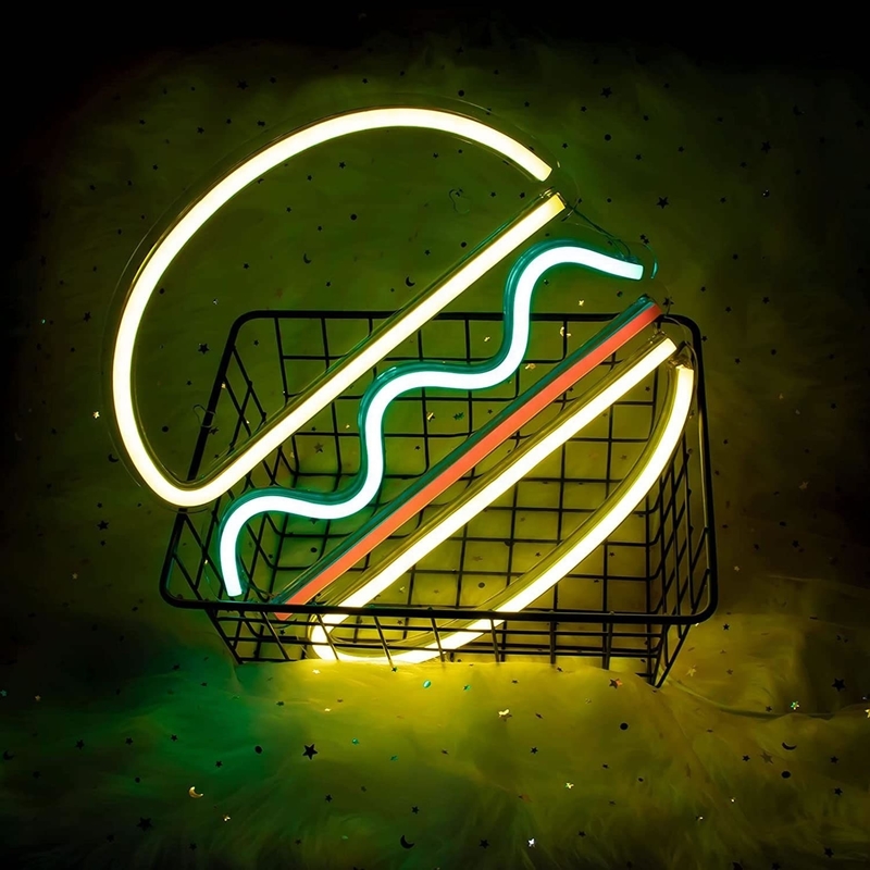 Customized LED Neon Open Sign for Wall Decor 1 Power Consumption Hamburger Neon Light