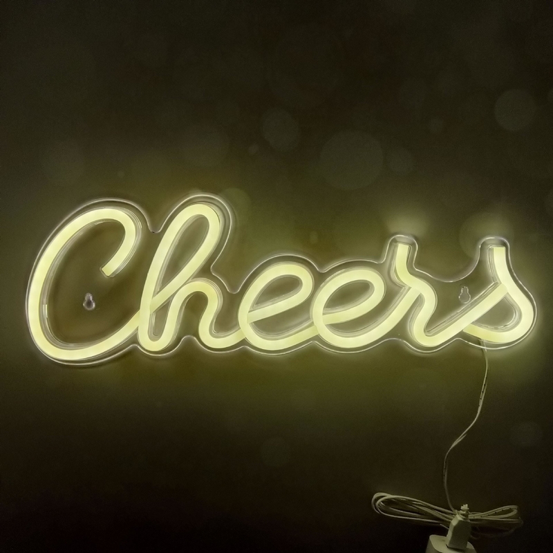 Cheers LED Light Up Sign Wall Decor for Teen Girls Preppy Room Decor Neon Sign