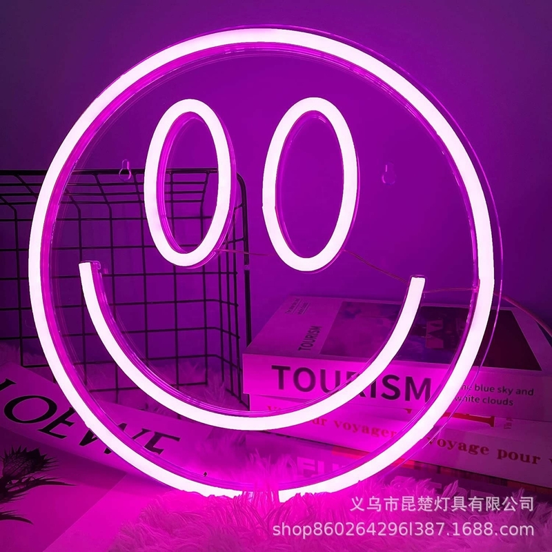 5V Voltage LED Smiley Face Sign Customized Wall Decor for Teen Girls Preppy Room Decor