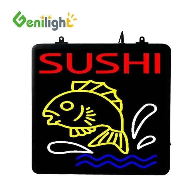53*45cm Custom LED Neon Open for Fishing Tackle Shop ABS Outframe and Animation Display Function