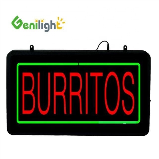 Custom Design DC12V BURRITOS LED Neon Open Sign by Genilight IP Rating Color Depth -