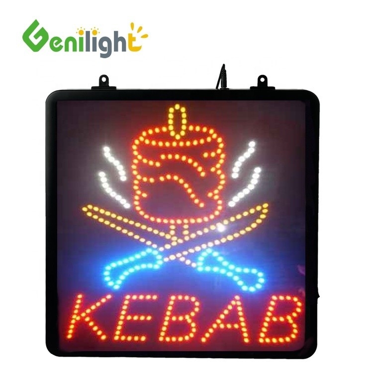 Genilight Indoor 22*13inch DC12V Kebab Led Open Light Sign with Super Popular Design