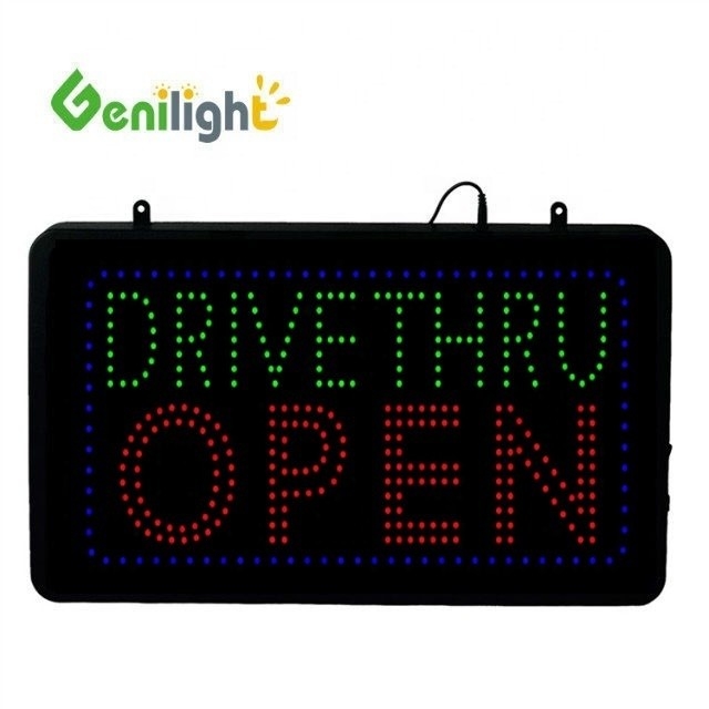 22*13inch CE and RoHS Genilight Indoor RGB Illuminated Drive Thru Coffee Neon Open Sign