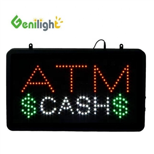 Professional ABS Open-Mold Outframe LED ATM Cash Sign with CE RoHS Adaptor Hang Chain