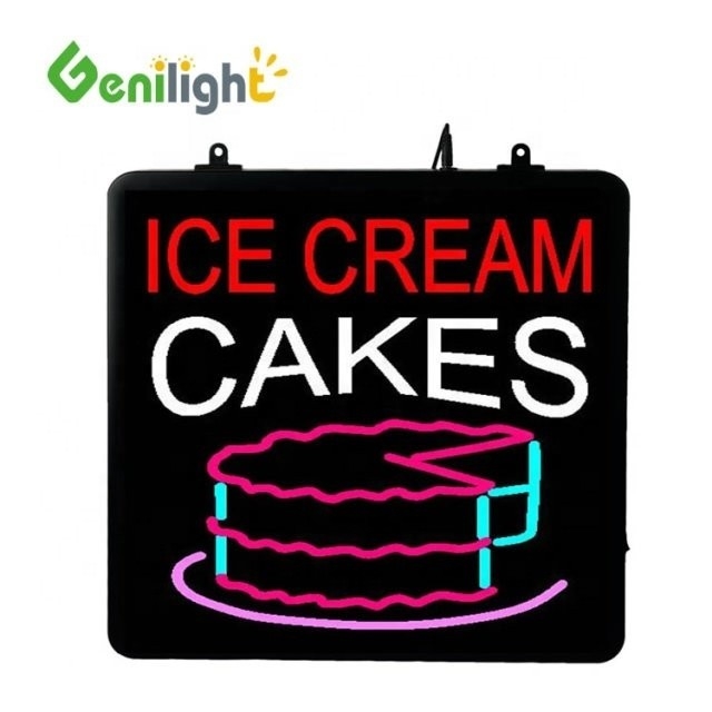 Deco Style Custom LED Ice Cream Cakes Neon Sign with Acrylic Front Board Display