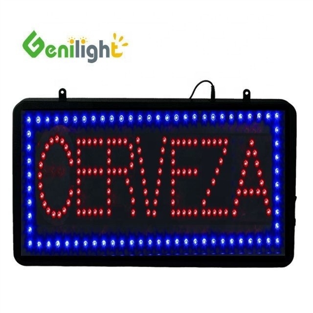 Indoor Super Brightness Custom LED CERVEZA Open Display for BEER BAR from Genilight