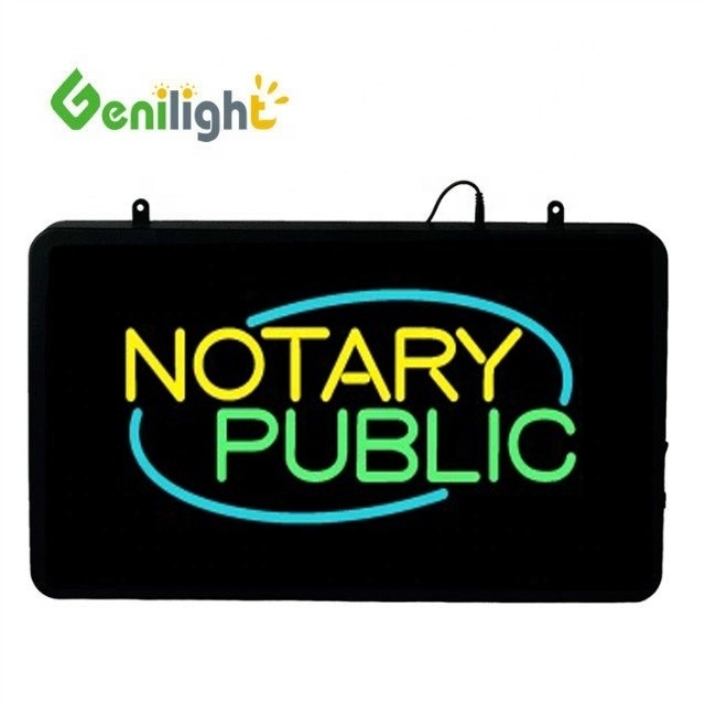 Genilight NOTARY PUBLIC LED Neon Sign with ABS Open-Mold Outframe and Flashing Animation
