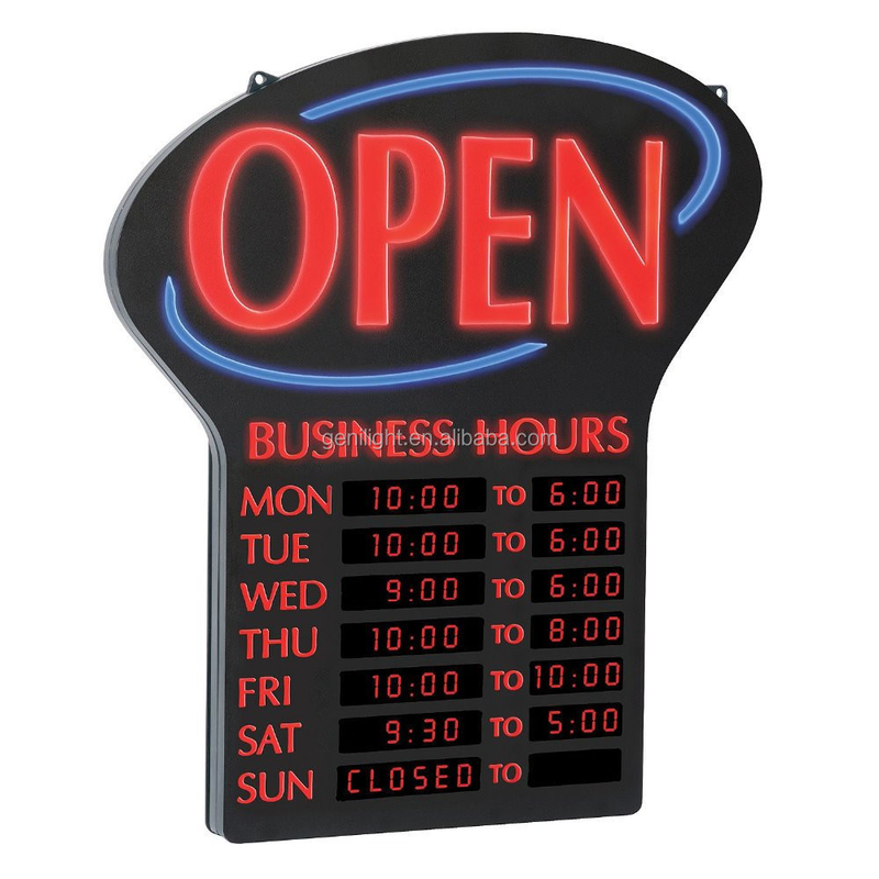 Customized Shape Open/Closed LED Sign With Hours Consumption for Indoor Applications