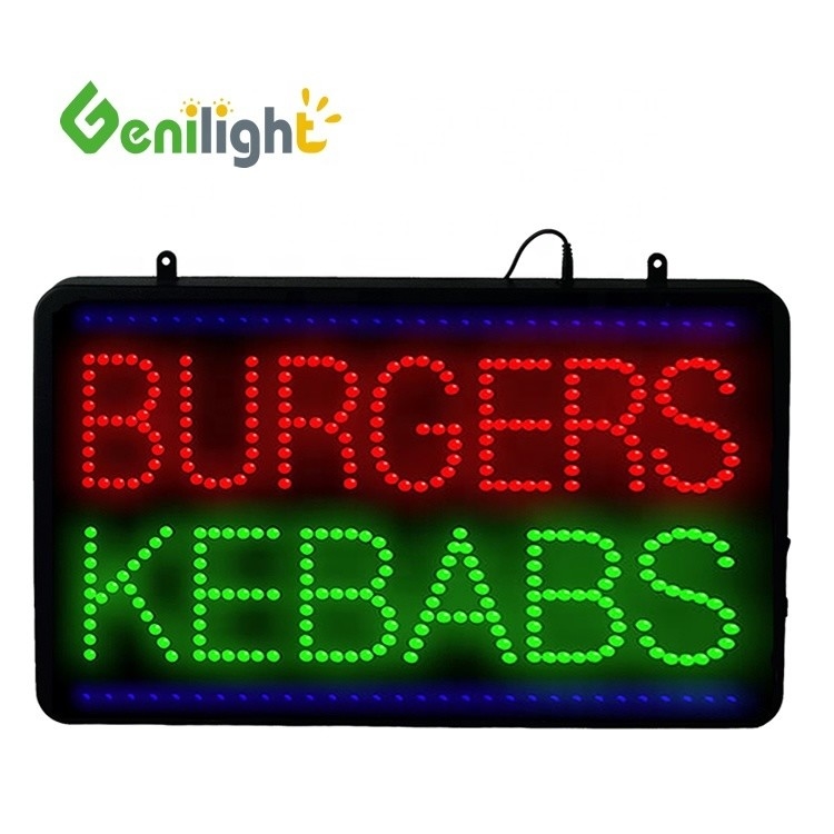 Flash Burgers Kebabs LED Neon Light Sign for Store 22inch x 13inch 6MM Pixel Pitch
